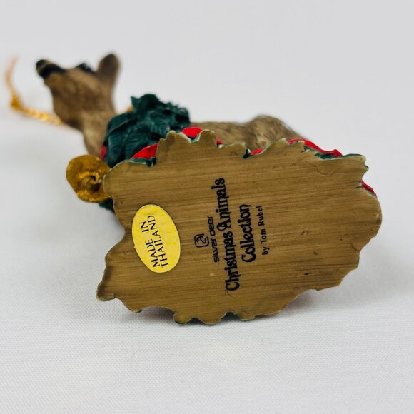 Silver Deer Tom Rubel Christmas Animals Fawn Deer with Wreath Ornament - Picture 6 of 9